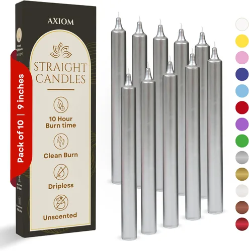Miniatura 38 de Axiom Candles - Velas cónicas de 10 pulgadas sin goteo - Velas altas sin perfume y sin humo - 9 horas de combustión - Velas cónicas para el hogar