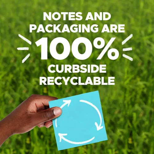 Miniatura 7 de Post-it Notas súper adhesivas de papel 100% reciclado, amarillo canario, 3 pulgadas x 5 pulgadas, 12 blocs de notas adhesivas, 70 hojas por bloc