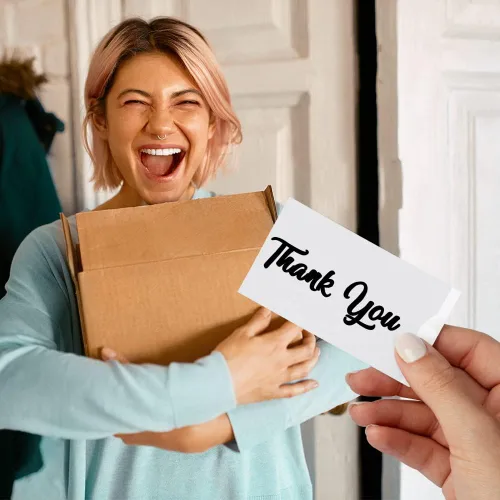 Miniatura 5 de Paquete de 25 portatarjetas de regalo con texto en inglés "Thank You", fundas de papel a granel, regalos de agradecimiento, color blanco