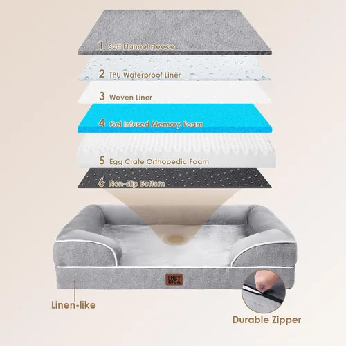 Miniatura 162 de EHEYCIGA – Cama ortopédica impermeable para perros pequeños, de espuma viscoelástica tipo caja de huevos, con bordes elevados y base antideslizante