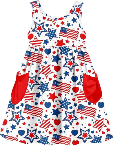 Vieille Vestido sin mangas para niñas pequeñas, lindo vestido de verano con bolsillo, 2-7 años