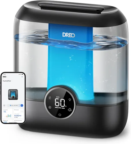 Dreo Humidificadores inteligentes para dormitorio, humidificador de niebla fría de gran tamaño de llenado superior de 6 litros para habitación