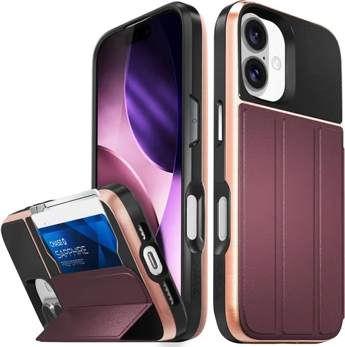 Miniatura 20 de VENA vCommute Funda tipo cartera compatible con Apple iPhone 14 (15.5 cm), funda de cuero con tapa plegable, tarjetero con función de soporte