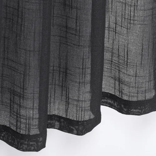 Miniatura 3 de Juego de 3 cortinas de lino con textura para ventana de cocina y cafetería, 24 pulgadas de largo, color negro