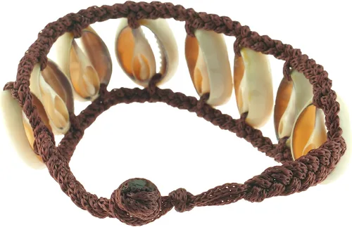 Miniatura 2 de BlueRica Cowrie Shell escalera en pulsera de cordón marrón trenzado