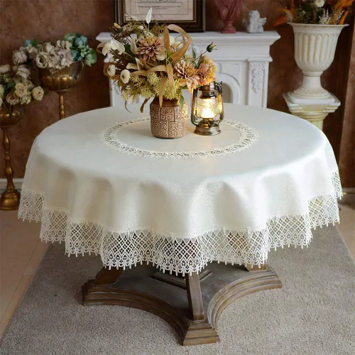 Miniatura 9 de ARTABLE Mantel redondo de encaje rústico macramé bordado manteles de mesa para cosecha, decoración de aparador, granja, cocina y hogar