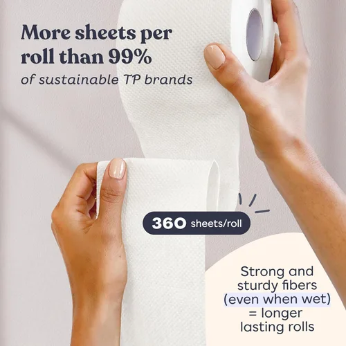 Miniatura 4 de Papel higiénico de bambú Betterway de 3 capas - Papel higiénico sostenible - 24 rollos de larga duración y 360 hojas por rollo - Seguro séptico