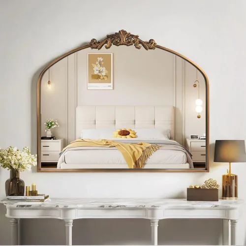 Miniatura 15 de HQiJun Espejo de Pared Ventana Decorativo Espejos Tradicionales Antiguo Arqueado Estilo Granja para Sala de Estar Dormitorio Entrada Baño Tocador