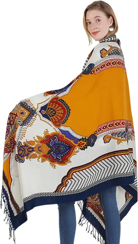Miniatura 166 de DANA XU Manta de pashmina extragrande 100% de lana merina, bufanda de viaje, bufanda de cachemira para mujer, otoño e invierno, chal de gran