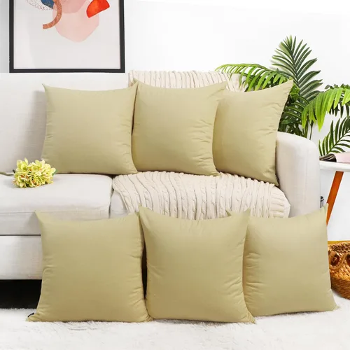 Miniatura 15 de Coddsmz Paquete de 6 fundas de almohada decorativas 100% algodón, fundas de cojín cuadradas de Navidad sólidas para el hogar, cama, sofá, día