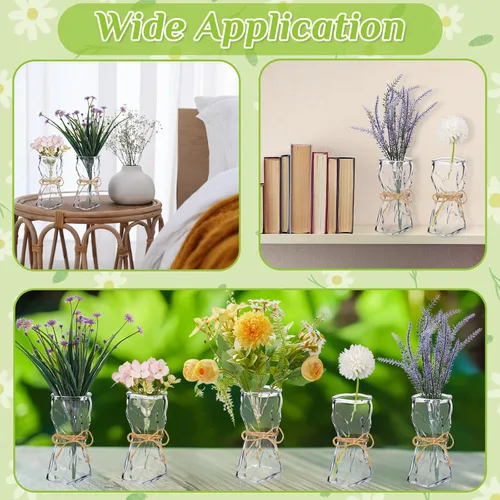 Miniatura 2 de LemonRoad Paquete de 12 pequeñas bolsas de vidrio con forma irregular, florero de flores de vidrio para flores, lindo jardín para boda, sala