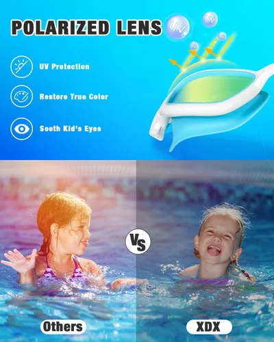 Miniatura 3 de XDX Gafas de natación con gorro de natación, gafas de piscina antivaho con lentes desmontables, juego de gorras de natación para jóvenes, hombres