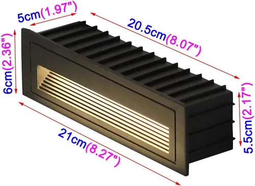 Miniatura 2 de Lámpara de pared moderna para escaleras, 6 W, con rejilla horizontal, placa frontal para interiores y exteriores, impermeable, color gris