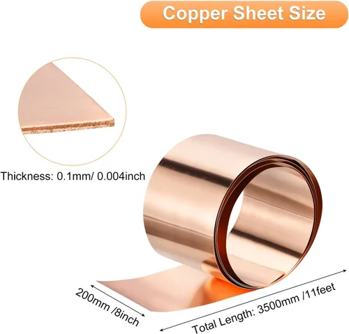 Miniatura 2 de uxcell 99.9% de cobre puro intermitente, 0.039 in x 1.969 in x 1 M rollo de hoja de metal de cobre tira de cobre placa de lámina de metal