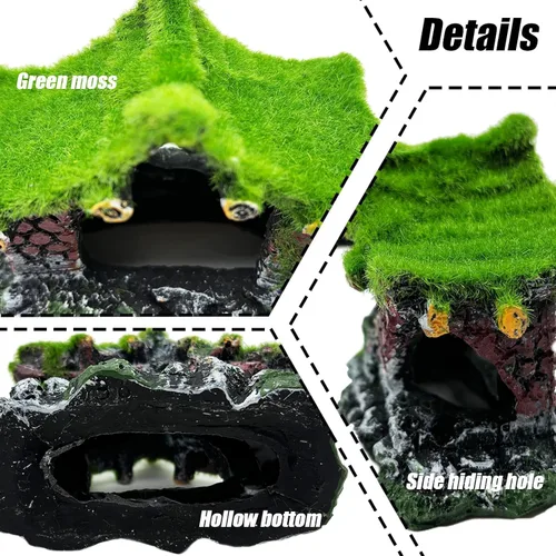 Miniatura 2 de Tfwadmx Decoración de Acuario Casa Refugio de Resina Hueca, Accesorios de Escondite para Pez Betta Ornamento de Cueva para Tanque Refugio para Peces