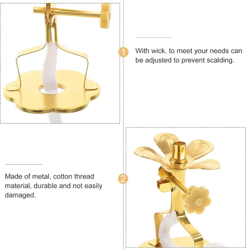 Miniatura 7 de Angoily Soporte de mecha ajustable para lámpara de mantequilla con soporte telescópico de latón para suministros de Buda y decoración del hogar