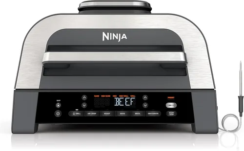 Parrilla de interior Ninja DG551 Foodi Smart XL 6 en 1 con freír al aire, asar, hornear, rostizar y deshidratar, termómetro inteligente Foodi Smart,
