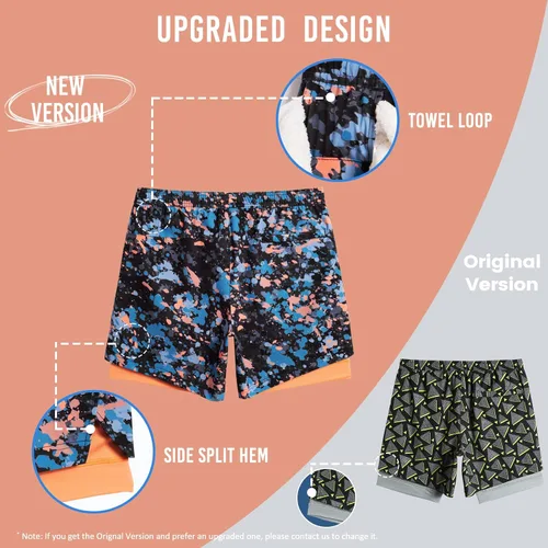 Miniatura 5 de maamgic Pantalones cortos de entrenamiento para hombre 2 en 1, elásticos de 5 pulgadas, entrepierna de 5 pulgadas, pantalones cortos para correr