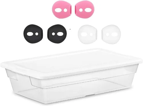 Miniatura 2 de Almohadillas de silicona para los oídos, gel antideslizante, compatible con AirPod de 1ª generación y 2ª generación, 3 pares blanco/negro/rosa
