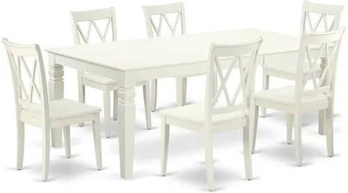 Miniatura 16 de East West Furniture LGCL7-BLK-W - Juego de mesa de comedor de 7 piezas que consta de una mesa de comedor rectangular con hojas de mariposa y 6