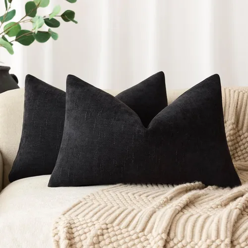 Miniatura 53 de Foindtower - Paquete de 2 fundas de almohada decorativas, cuadradas, cómodas, unicolor, suaves, lumbares, estilo rústico neutro, para sofá, sillón