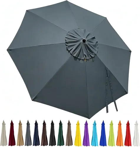 Miniatura 19 de Toldo de repuesto para sombrilla de patio de 10 pies, 8 varillas, impermeable y resistente a la decoloración, tela de poliéster gruesa para patio