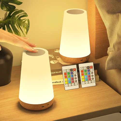 Miniatura 11 de Luz nocturna para niños, 3 modos y 9 colores cambiantes, lámpara de noche recargable sin interrupciones, lámpara de mesa táctil portátil