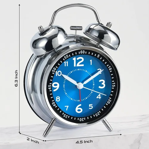 Miniatura 2 de AKCISOT - Reloj despertador de alarma fuerte para personas con sueño profundo, 11,43 cm de reloj analógico de campana doble de metal, funciona