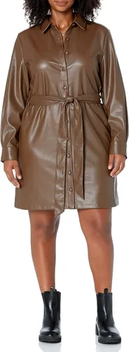 Miniatura 4 de The Drop Vestido camisero de cuero vegano Sam para mujer