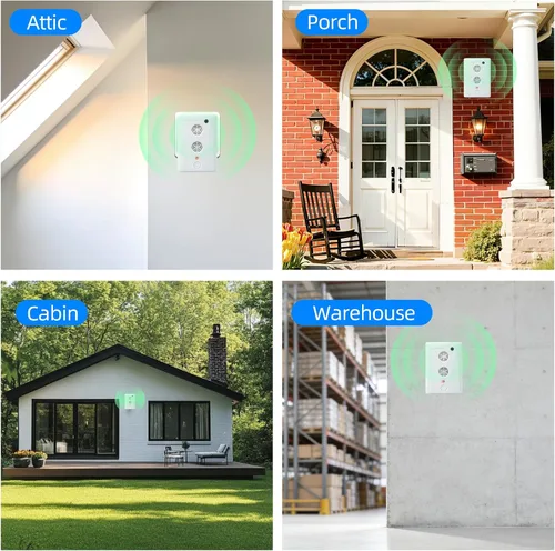Miniatura 7 de Repelente ultrasónico de murciélagos para ático, dispositivos de disuasión electrónicos con sistema de repelente de frecuencia ajustable
