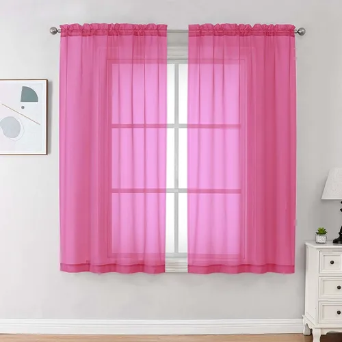 Miniatura 154 de OVZME - Cortinas traslúcidas blancas de 45 pulgadas de largo, 2 paneles, cortinas de gasa con bolsillo para barra para ventanas pequeñas, cada una