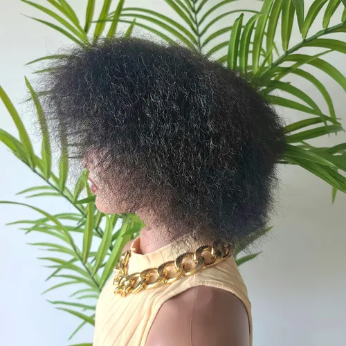 Miniatura 2 de Peluca afro Kinky Peluca afro rizada Pelucas de cabello realista 4c 4b soplado para mujeres negras (1 B)