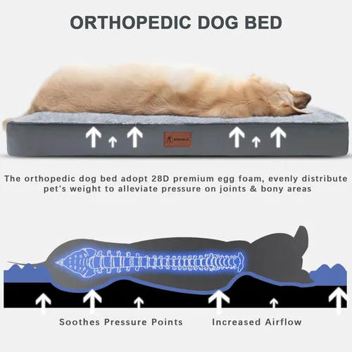 Miniatura 2 de Camas para Perros Impermeables Tamaño Grande Camas Ortopédicas para Perros para Jaula con Funda Lavable Extraíble Almohadilla para Mascotas de Gris