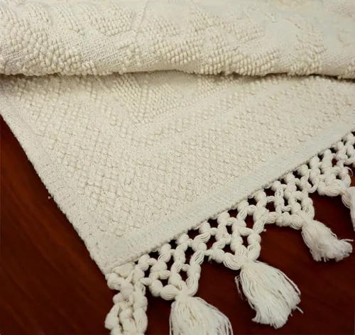 Miniatura 5 de COTTON CRAFT Alfombra tejida de área, paquete de 2 alfombras de algodón con textura jacquard, alfombra rústica bohemia con flecos, lavable a