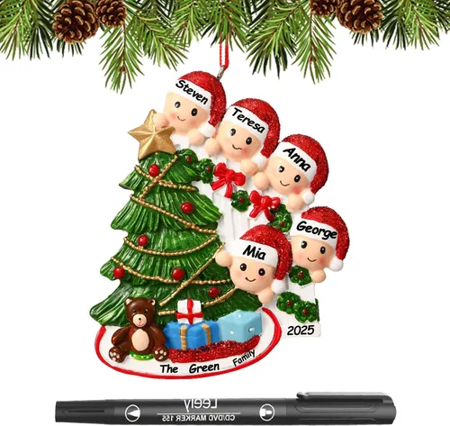 Miniatura 16 de Adornos de Navidad personalizados 2025, familia de 2, 3, 4, 5, 6, gnomo, adorno de Navidad personalizado con nombres, adornos familiares Gnomos