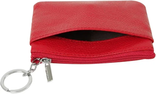 Miniatura 3 de Monedero de cuero auténtico para mujer, con llavero