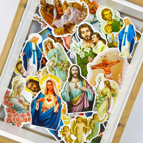 Miniatura 2 de Calcomanías católicas religiosas, paquete de calcomanías de fe y cruz de la Biblia religiosa, regalos para adultos, adolescentes y niños, 60 Jesús a