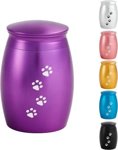 Miniatura 11 de Urnas de cremación pequeñas de 2.67 pulgadas para cenizas de perros o gatos, mini recuerdo de cenizas negras para mascotas con huella de pata