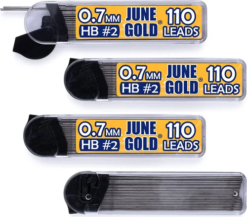 Miniatura 10 de June Gold 820 unidades, 0.3 mm 2B repuestos de plomo, 205 piezas por dispensador, grosor extra fino, plomo resistente a la rotura/grafito
