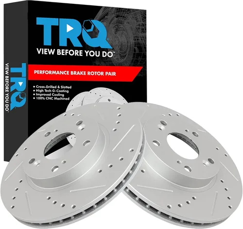 Miniatura 175 de TRQ Juego de rotores de freno de rendimiento trasero con revestimiento G premium compatible con Mazda 6 2014-2021