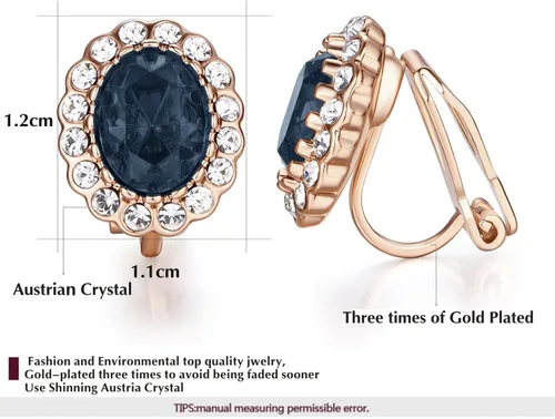 Miniatura 33 de Yoursfs Austria - Aretes de clip de cristal para mujer, chapados en oro de 18 quilates, joyería de moda con halo de circonita cúbica, aretes sin
