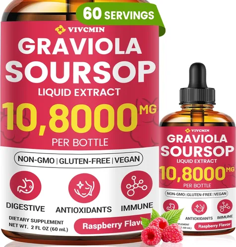 Miniatura 14 de vivcmin Graviola - Extracto líquido de hoja de guanábana – Líquido amargo de guanábana, apoyo inmunológico, relajación, hígado y sueño, sin azúcar