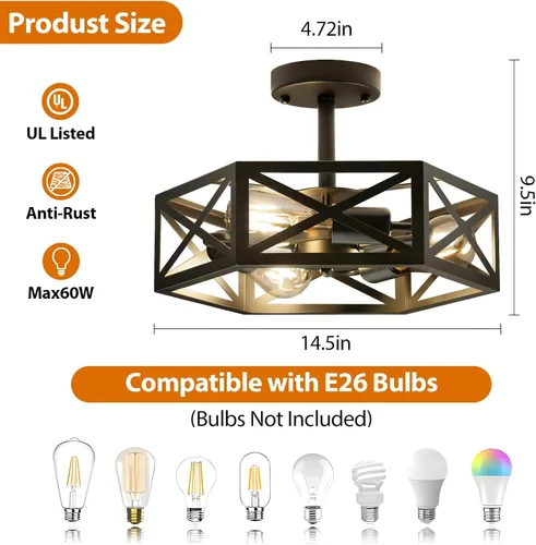 Miniatura 4 de Lámpara de Techo Moderna Semi Empotrada, Lámpara de Techo de Montaje Empotrado Hexagonal de 3 Luces para Luminaria de Comedor, Luminarias