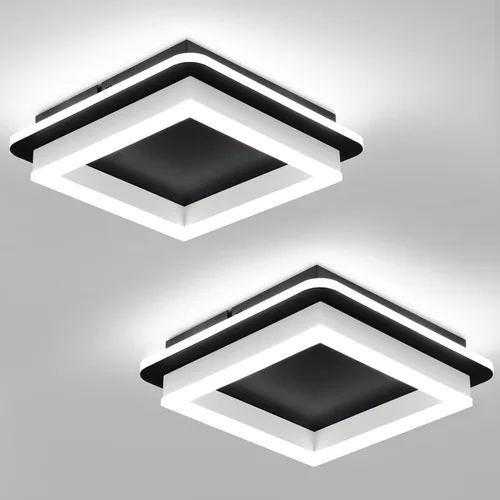 Miniatura 11 de CANEOE Luz de Pasillo Cuadrada de 24W, Moderna Luz de Techo LED de Montaje al Ras, Luces de Acrílico Blanco Cerca del Techo para Dormitorio Comedor