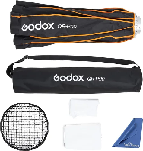 Miniatura 7 de Godox QR-P90 35.5"/90cm Bowens Mount Softbox con difusor frontal e interior, rejilla de tela, para Godox SL60W SL60IID SL60IIBi SL150WII VL150 VL300