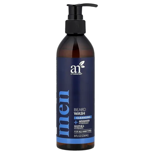 Artnaturals Champú natural para barba – (8 onzas líquidas) – Infundido con aloe vera, árbol de té y aceite de jojoba – sin sulfato