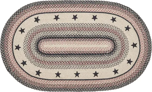 Miniatura 17 de VHC Brands Colonial Star - Alfombra decorativa, mezcla de yute, medio círculo, estrella roja y negra, 16.5 x 33 pulgadas
