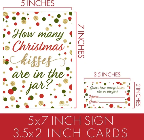 Miniatura 4 de Juego de fiesta de Navidad - Cuántos besos - Cartel de pie y 30 tarjetas