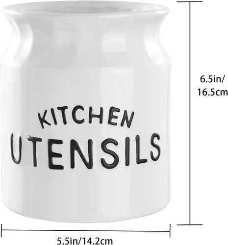 Miniatura 4 de Soporte para utensilios de cocina, de cerámica, para encimera de cocina, de 6.5 pulgadas, grande, para encimera, color blanco