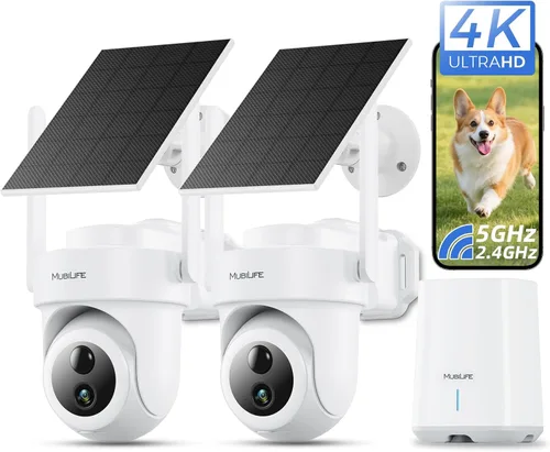 MUBILIFE Cámaras de seguridad 4K inalámbricas para exteriores, sin suscripción, cámaras solares de 8 MP para seguridad del hogar, almacenamiento